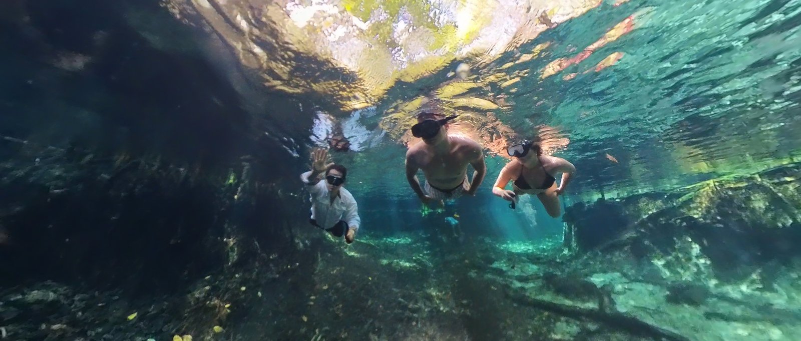 Snorkel en manantial de agua cristalina en Sisal